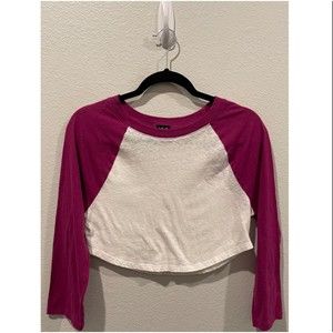 OUT FROM UNDER Purple White Cropped Top